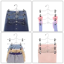 Songmics Hosenbügel platzsparend, Mehrfach-Rockbügel mit Clips, 3er Set - silber,