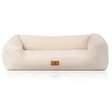 Knuffelwuff Hundebett Wollekopp Orthopädisch Kunstfell XL 105 x 75cm Beige