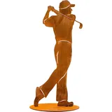Rostikal Golfspieler Figur 40 cm aus Metall in Rostoptik, Golf Deko für Garten, Terrasse oder Wohnzimmer, Wohn- und Gartendeko Rost als Golfer Figur