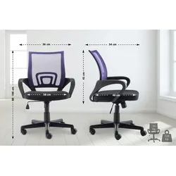 DELUKE® Bürostuhl PARIS - 88x56x54, Lila | Kunstleder | Kunststoff Gestell | ergonomische Bürostühle Homeoffice Stuhl mit Rollen