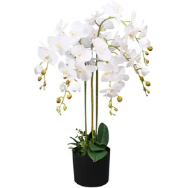 vidaXL Künstliche Orchidee mit Topf 75 cm Weiß