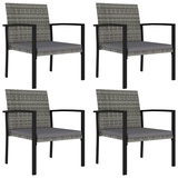 vidaXL Garten-Essstühle 4 Stk. Poly Rattan Grau