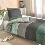 Traumschlaf Mako-Satin Bettwäsche Kansas 240x220 cm + 2x 80x80 cm | grün - grün