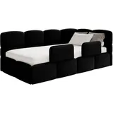 Selsey Cloudy – Kinderbett 120x200, Kopfteil rechts, Matratze & Bettkasten, Samt Schwarz