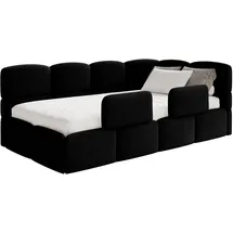 Selsey Cloudy – Kinderbett 120x200, Kopfteil rechts, Matratze & Bettkasten, Samt Schwarz