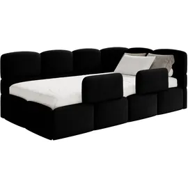 Selsey Cloudy – Kinderbett 120x200, Kopfteil rechts, Matratze & Bettkasten, Samt Schwarz