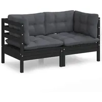 vidaXL Gartensofa Massivholz Kiefer Kissen anthrazit/schwarz 3096014