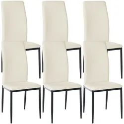 DELUKE® 6er Set Esszimmerstühle SAVINO Kunstleder - 99x41,5x40cm, creme, Kunstleder Metall Gestell Stühle EsszimmerstühleEsstisch Stühle Küchenstuhl