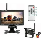 12 V 24 V Kabellose Wasserdichte Rückfahrkamera, 18 Leds, Infrarot-nachtsicht-rückfahrkamera, 7 Zoll Tft-lcd-monitor Für Auto/fahrzeug/lkw/transporter/wohnwagen/camper (mit 1 Rückfahrkamera)