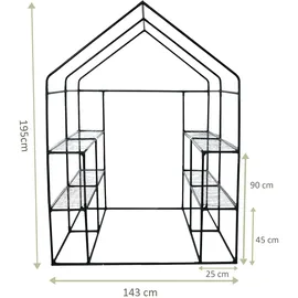 NATIV Foliengewächshaus mit 4 Ablagefächern, Tomatenhaus 143 x 143 cm, 195 cm hoch