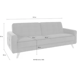 exxpo - sofa fashion 3-Sitzer EXXPO - SOFA FASHION "Nappa, kompakt, bequem, zeitloses Design, Breite 222cm, L-Form", grau (taupe), B:222cm H:87cm T:89cm, Samtvelours (100% Polyester);Webvelours (100% Polyester), Sofas, tolle Detailverarbeitung