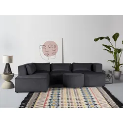 Ecksofa LEONIQUE "Alexane L-Form", schwarz, B:267cm H:70cm T:207cm, Sofas, zusammengesetzt aus Modulen, in vielen Bezugsqualitäten und Farben.