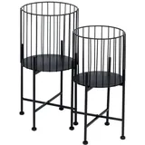 BigBuy Garden Blumentopf Set 28 x 28 x 51 cm, Schwarz Metall (2 Stück)