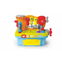 Moni Kinder-Miniwerkstatt Kinderwerkzeug Musik Licht Schrauben Formsortierspiel bunt