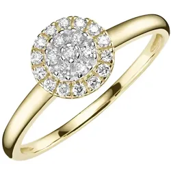 Luigi Merano Ring Blüte mit Brillanten, Gold 585 Ringe   Hellbraun 