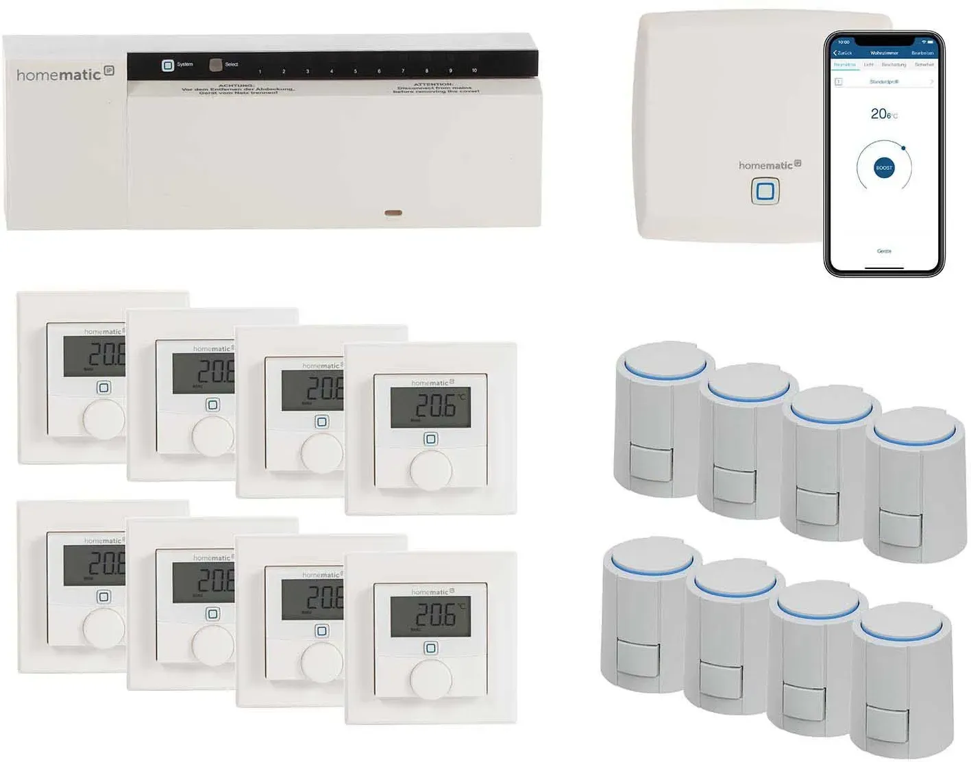 Homematic IP Smart Home Fußbodenheizung Set 5 Zimmer