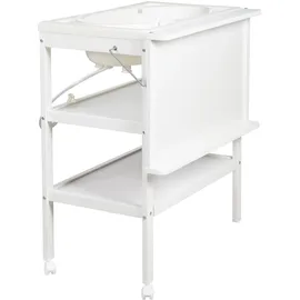 roba Bade Wickel Kombination + Wickelauflage Style grau - Mobiler Kombi Wickeltisch mit integrierter Badewanne - mit schwenkbarer Wickelfläche - Holz weiß