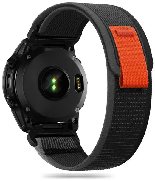 Nylon Strap for Garmin Fenix 5 / 6 / 6 Pro / 7 - Black & Orange