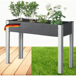 DELUKE® Hochbeet Balkon GERD - WPC Pflanzkasten Wetterfest | Hochbeet WPC für Terrasse, Garten Hochbeet Kinder Pflanzenbeet | Dunkelgrau, 100x40x75cm