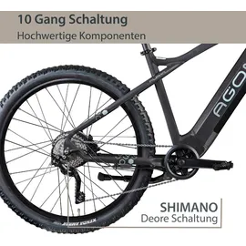 Agon Alpha E Bike Mountainbike Herren oder Damen 170 - 190 cm Pedelec 27,5 Zoll dunkelgrau