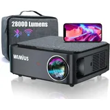 WIMIUS Beamer, Full HD 1080P 28000 Lumen Beamer 5G WiFi Bluetooth Beamer 4K Unterstützung, LED Heimkino Video Beamer 300 '' Display, kompatibel mit Fire Stick,Smartphone,PS5 Projektor