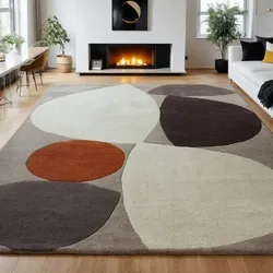 Kadima Design Designerteppich Handarbeit Abstrakt  160x230 cm, 2,2 cm Gesamthöhe  Grau/Beige/Terrakotta  Hochwertig & Warm  ELAN-Mouzon Kollektion