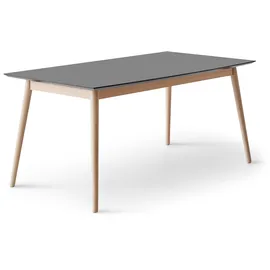 Hammel Furniture Esstisch "Meza Designtisch mit Auszugsfunktion und 2 Einlegeplatten", grau (graphit, naturfarben), B:210cm H:73,5cm T:100cm, Tischplatte: Graphit nanobehandeltes Fenix-Laminat (schwarzer Rand), Gestell: Weiß pigmentiertes Eiche, Mit nanobehandeltem