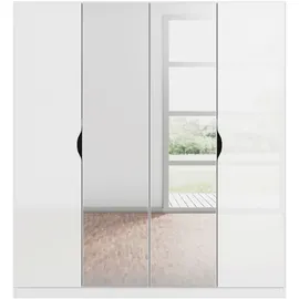 Rauch Kleiderschrank RAUCH "Freiham Drehtürenschrank Schrank Garderobenschrank Breite 91cm", weiß (weiß hochglanz), B:181cm H:197cm T:54cm, Holzwerkstoff, Schränke, Kleiderschrank, Schlafzimmerschrank mit Spiegel und Griffmulden BESTSELLER