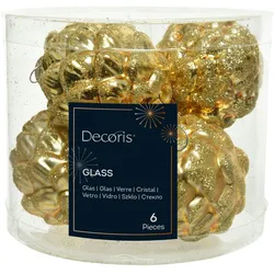 6 GlasZAPFEN 7cm Christbaumschmuck Weihnachtskugeln Christbaumkugeln gold