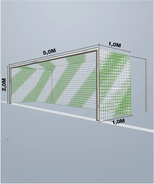 Cawila Tornetz 5,15x2,05m | Tiefe 1,0x1,0m | Maschenweite 12cm | Stärke 4mm | grün/weiß