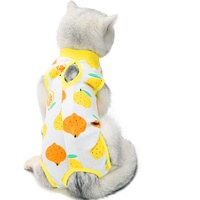 AgoumLux Katzenbody Nach Op Kastration für Katze Body für Operation Leckschutz Katzenbekleidung Recovery Kleidung Baumwolle, Gelb, L
