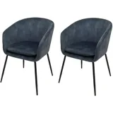 Mendler Esszimmerstuhl HWC-O28 Stoff blau 2er Set