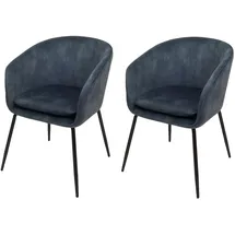 Mendler Esszimmerstuhl HWC-O28 Stoff blau 2er Set