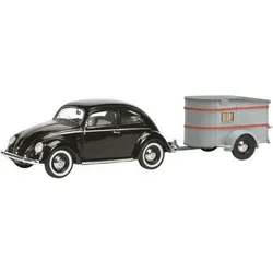 SCHUCO 450389100 1:43 VW Brezelkäfer mit Anhänger