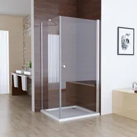 MIQU Duschkabine 90 x 80 x 185 cm Eckeinstieg Schwingtür Duschabtrennung, 90 Schwenkbar Duschtür mit 80 Seitenwand ESG Glas Duschwand, Pendeltür Komplett Dusche ohne Duwchwanne