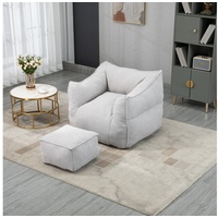 MODFU Sitzsack Lazy Sofa, Schaukelstuhl mit hoher Rückenlehne, mit Fußhocker (Couchsessel für Erwachsene und Kinder, für drinnen und draußen) grau