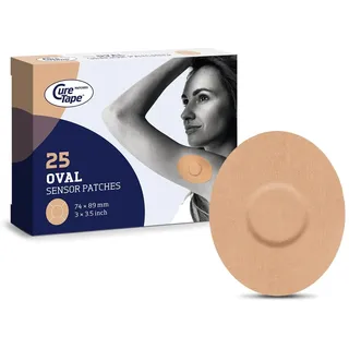 CureTape Patches - Sensor Fixierpflaster - Pflaster für Freestyle Libre, Dexcom und Medtronic Guardian Sensoren - TÜV-Zertifikat - 20 Stück(e) (Beige)