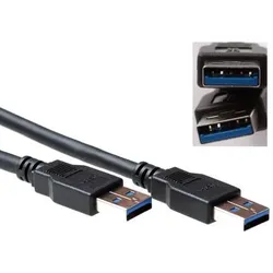 ACT SB0001 3m USB A USB A Männlich Männlich Schwarz USB Kabel (3 m, USB 3.0), USB Kabel
