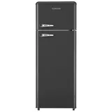 Schoepf Retro Kühl- Gefrierkombination – RKG218B – Schwarz matt – 211 L – Retro-Design/ Vintage – Retro Kühlschrank mit Gefrierfach – Schwarz
