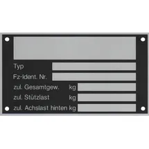 FKAnhängerteile Typenschild 3 x Blanko für Anhänger - Vers. 7
