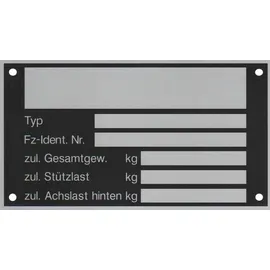 FKAnhängerteile Typenschild 3 x Blanko für Anhänger - Vers. 7