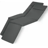 Beautissu 2er Set Luxus Deckchair Auflage LoftLux DC, 175x45x5cm, Graphitgrau - Dunkelgrau