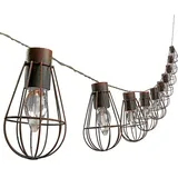 Dehner Solar Lichterkette Retro, mit 10 LED-Glühbirnen, warmweiß, Länge 330 cm, Metall, schwarz/braun