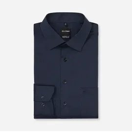 Olymp Businesshemd OLYMP "OLYMP Luxor, comfort fit - big, New Kent", Herren, Gr. 53, Normaler Arm, blau (marine), 100% Baumwolle, Hemden