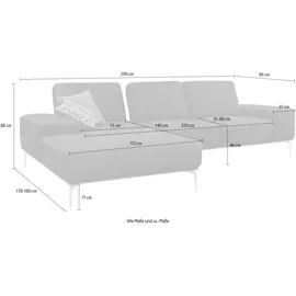 W.Schillig Ecksofa Leder 3-Sitzer Braun