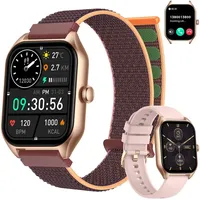 OKWISH Smartwatch integrierte Herren-Fitnessuhr mit mehr als 50 Sportmodi, mit Anruffunktion, Blutsauerstoff, Herzfrequenz, Schrittzähler,Rosa - Rosa