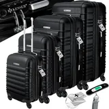 Kesser KESSER® 4tlg. Hartschalenkofferset Hartschalenkoffer Reisekoffer Set Trolley Koffer Inkl. Kofferwaage + Gepäckanhänger Rollkoffer Schloss 4 Rollen ABS-Hartschale Teleskopgriff S-M-L-XL