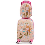 COSTWAY 2tlg Kinderkoffer + Rucksack, Kindertrolley aus Kunststoff, Kindergepäck, Kinder Kofferset Handgepäck Reisegepäck Hartschalenkoffer für Jungen und Mädchen (Nixen, 12"+18")