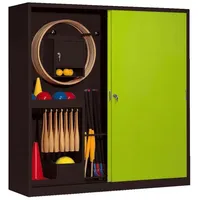 C+P Sportgeräteschrank mit Vollblech-Schiebetüren (Typ 5), HxBxT 195x190x60 cm,