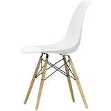 Vitra - Eames Plastic Side Chair DSW, Esche honigfarben / weiß (Filzgleiter weiß)